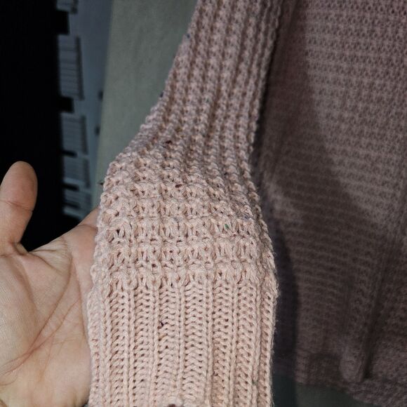 Pink Knit Tunic Sweater Womens Medium Cowl Neck Candy Speckled Chic Winterwear - Picture 4 of 11